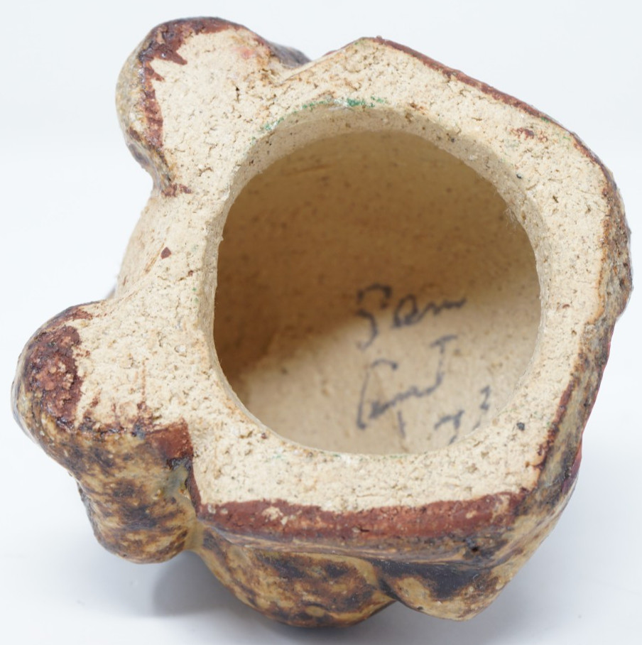 Vintage Japan Shigaraki Ware Toad With Baby Good Luck Figurine 2.5"