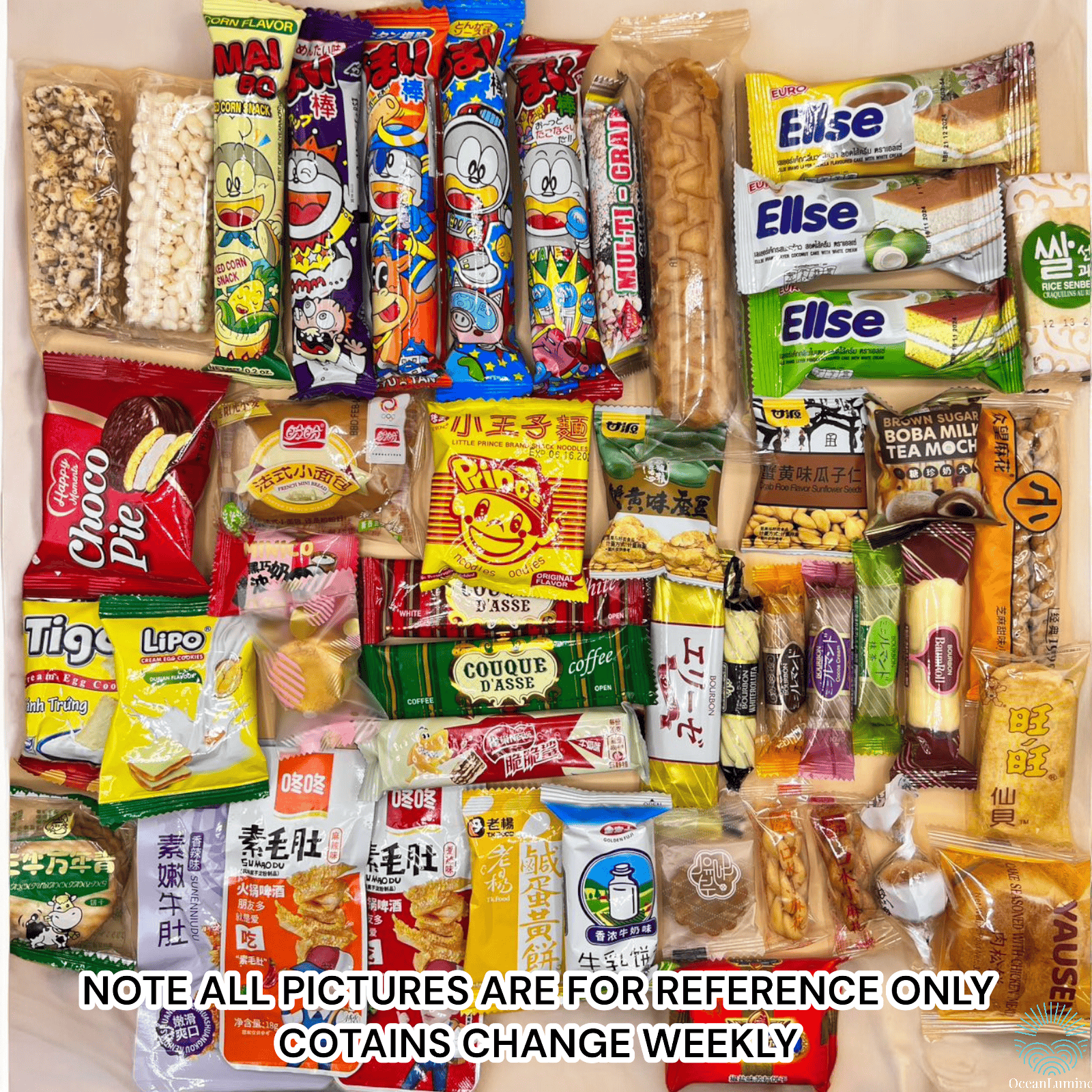150 Piece Snack Box Asian Japanese Chinese Korean Variety Savory Treats Samples