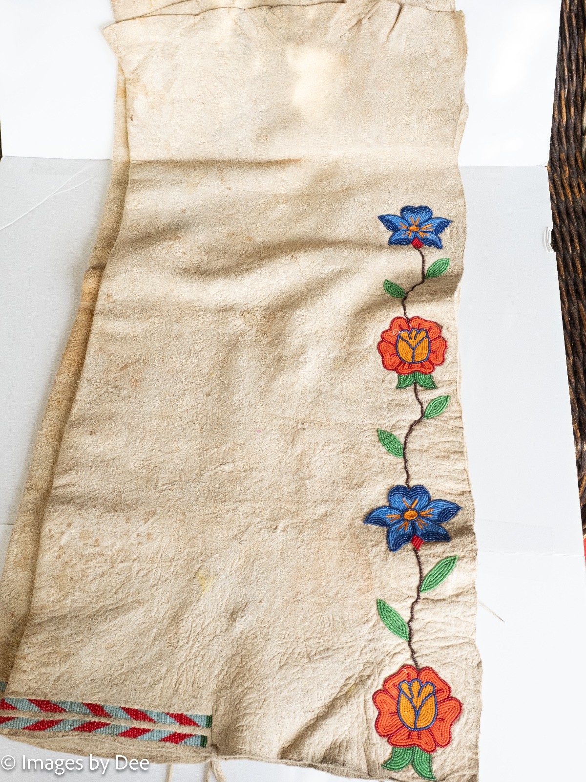 Rare Crow Leggins Brain Tan Leather and Seed Beads