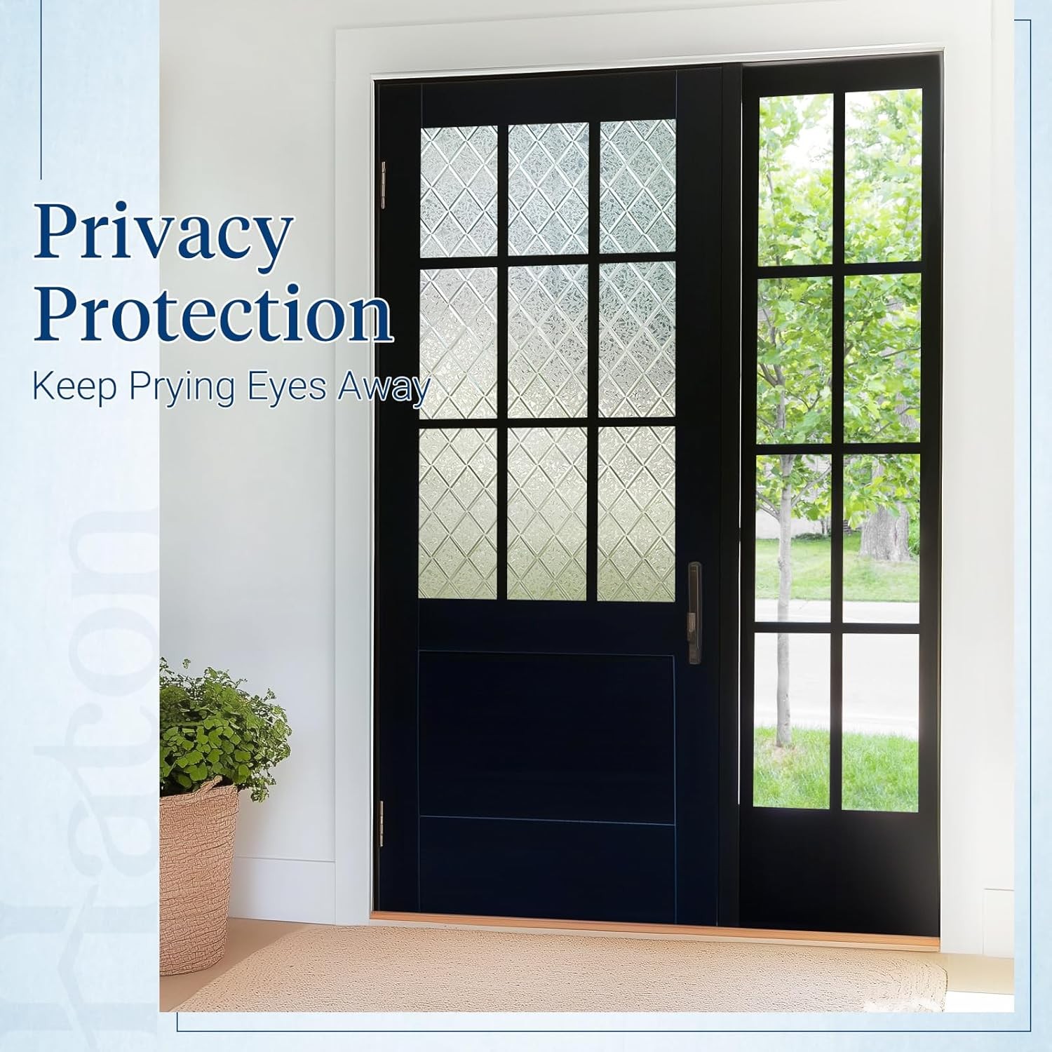 rabbitgoo Window Film Decorative Frosted Glass Static Cling Lattice Sticker