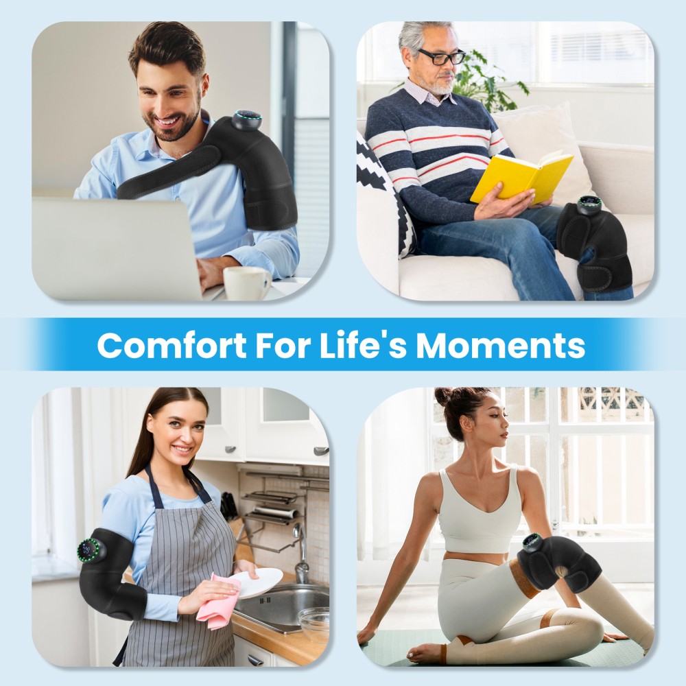 Electric Knee Massager Shoulder Brace with 5 Vibration Modes, 5 Heating Levels
