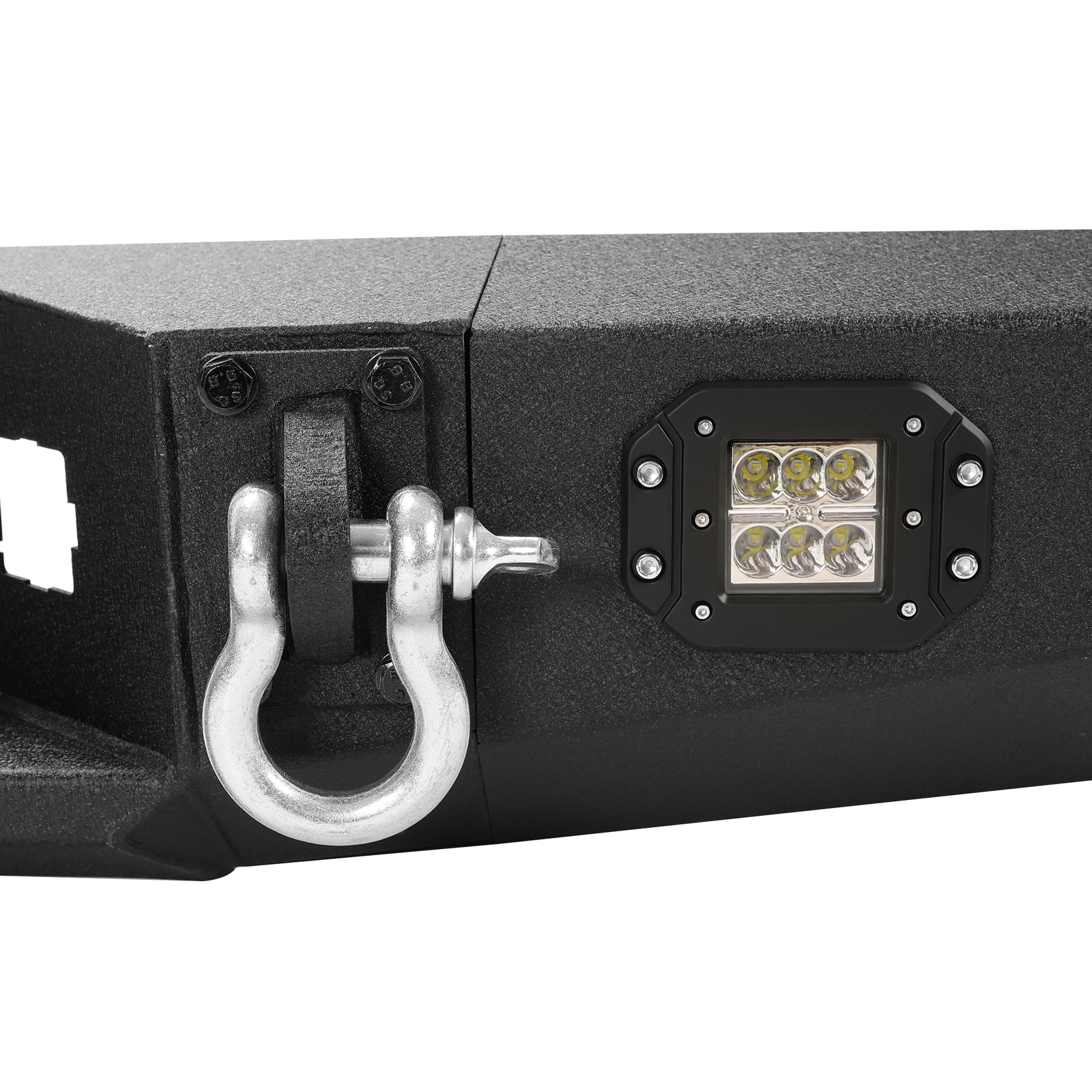 HECASA Black Rear Bumper For Toyota Tacoma 2005-2015 w/License Plate LED Lights