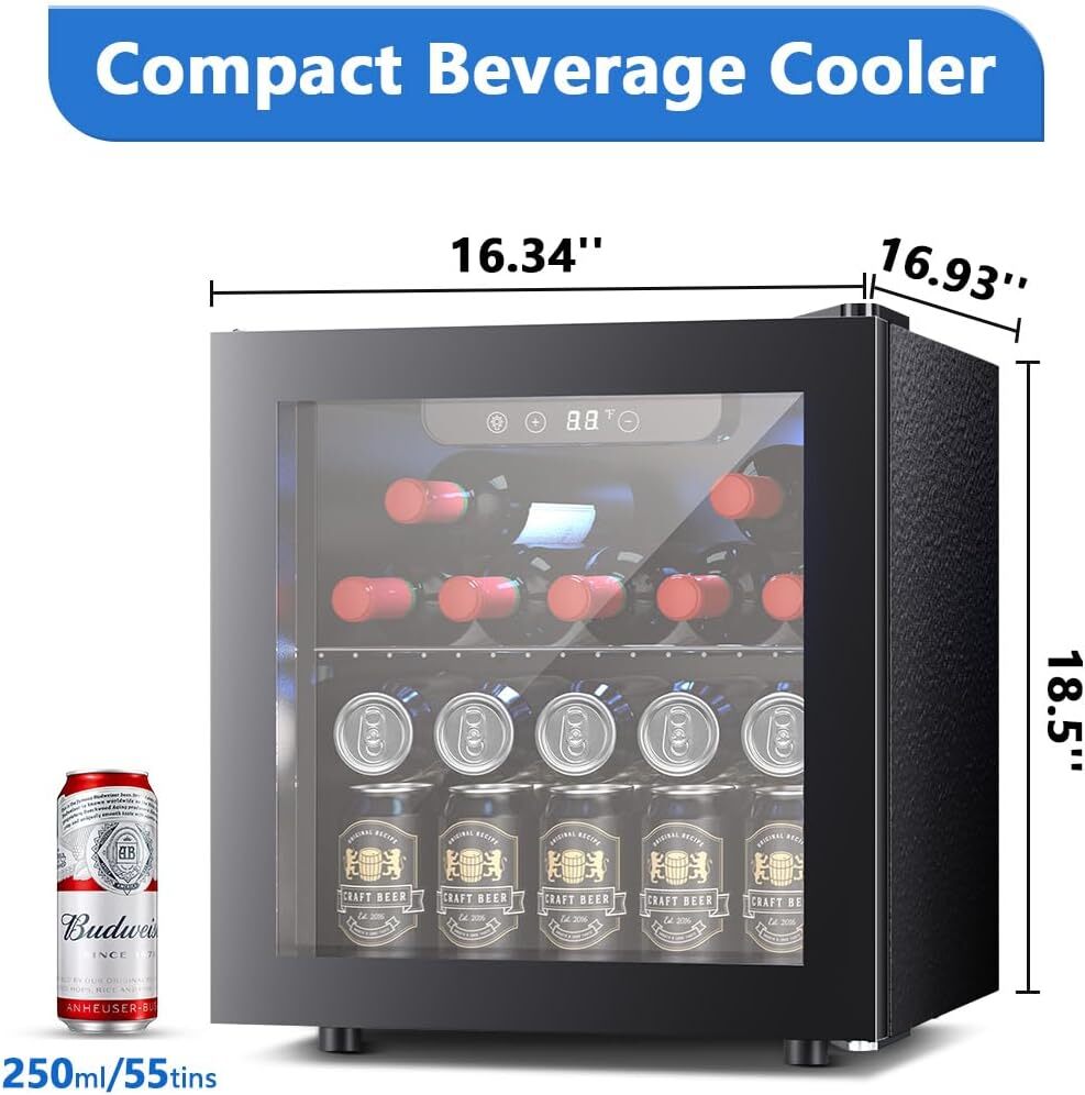 1.3/1.7/2.6/3.2 Cu.Ft Beverage Refrigerator Cooler Mini Fridge with Glass Door