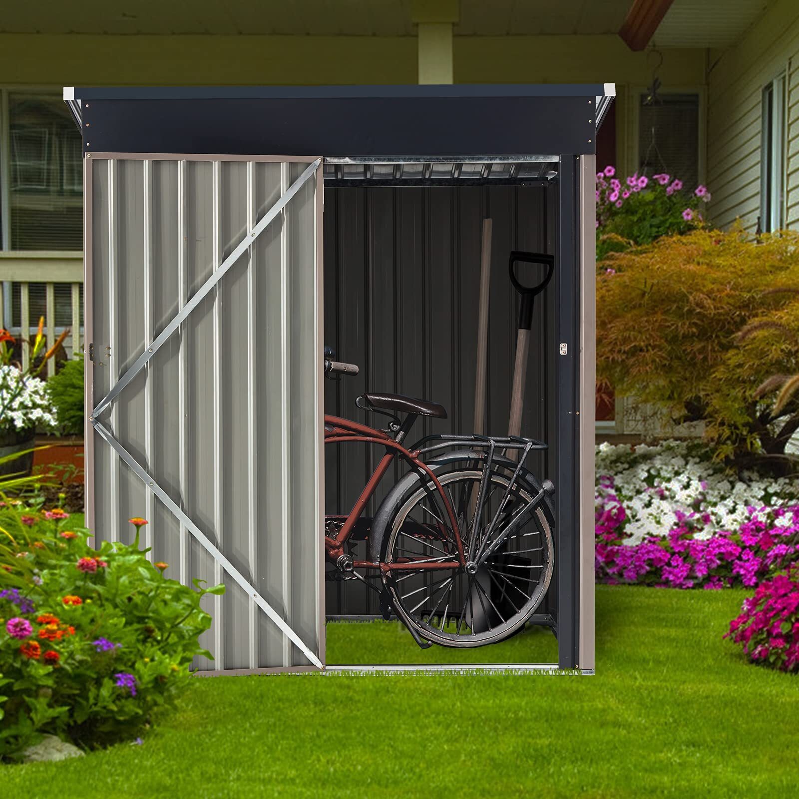 5x3 Lockable Outdoor Metal Storage Shed Tool Shed for Yard