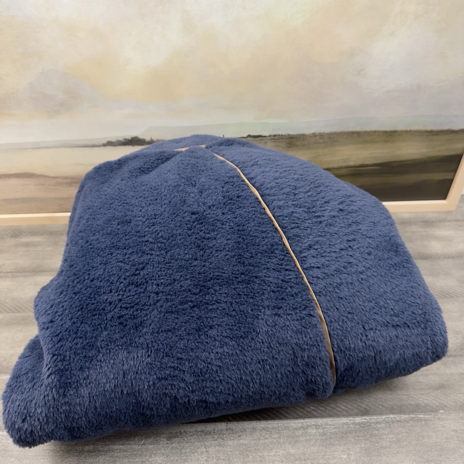 Pottery Barn Teen Large Camden Faux Fur Ivory Bean Bag Chair Slipcover Only Navy