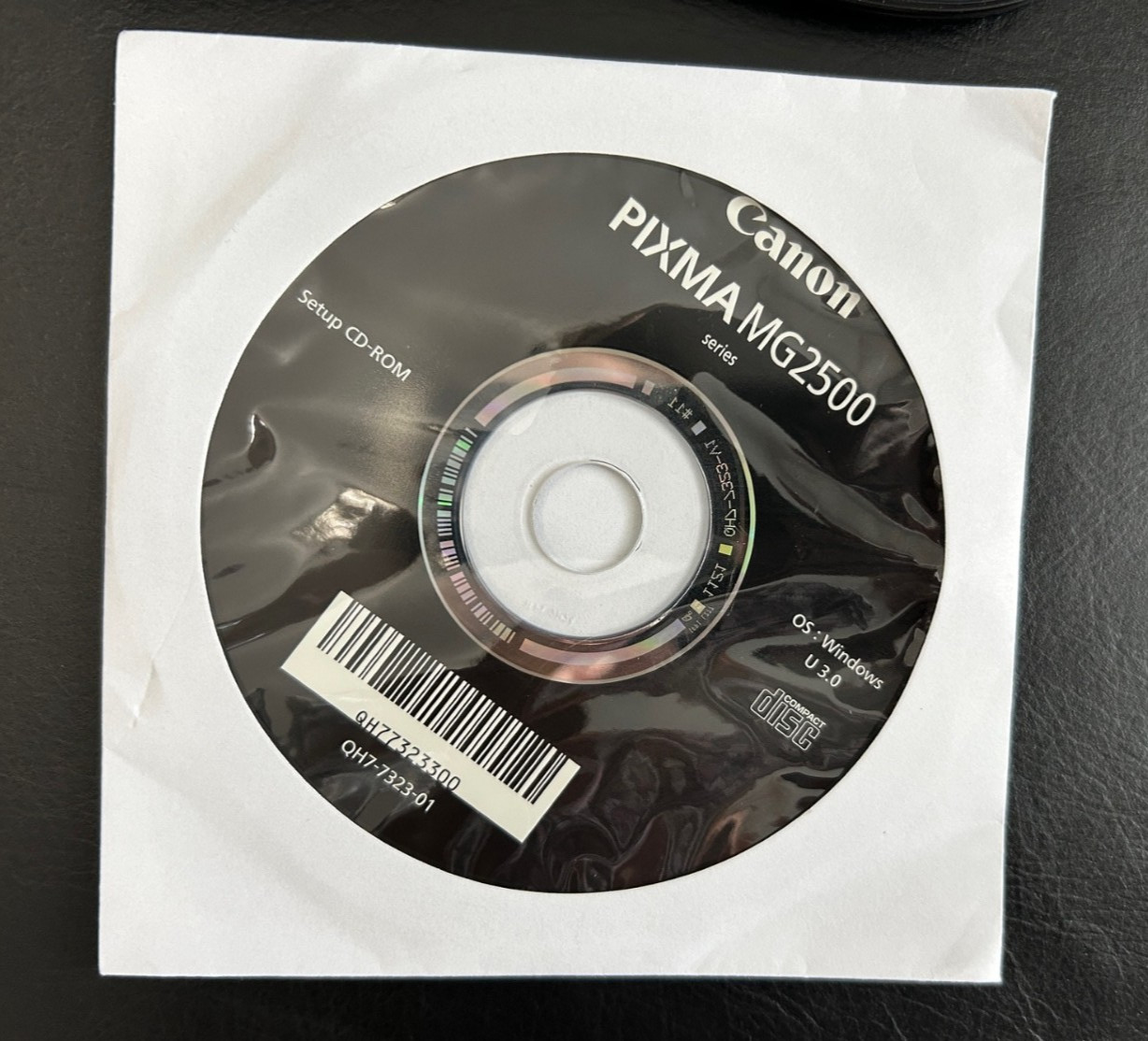 CANON Pixma MG2500 Printer Driver Setup CD-ROM Disc and Power Cord