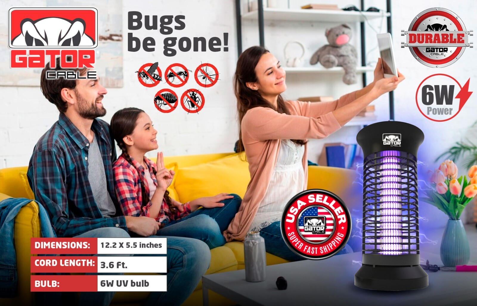 Electric Mosquito Insect Fly Bug Zapper Killer LED Light Trap Pest Control Lamp