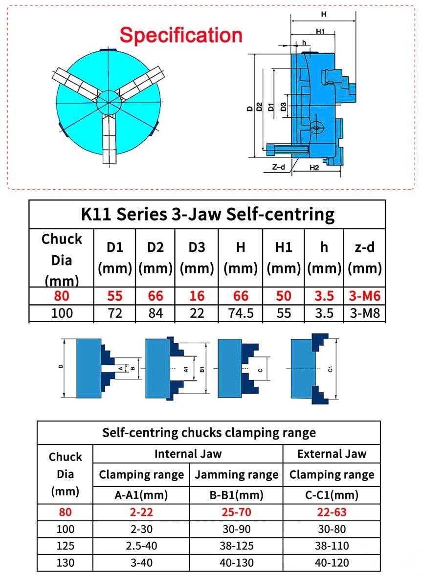 USA｜ Rotary Table A 4th Axis 3 Jaw 80mm Chuck 6:1+Tailstock for Woodworking/CNC