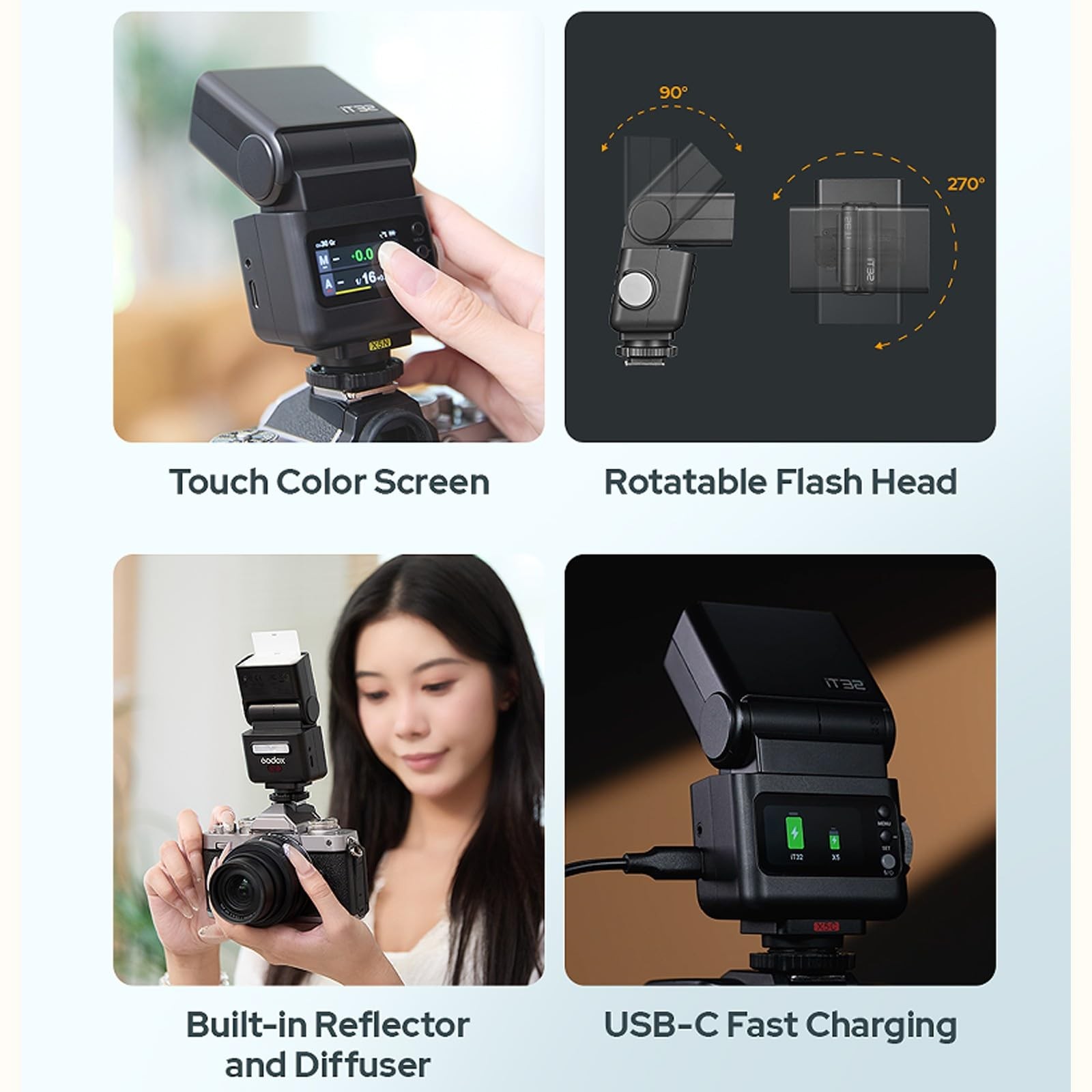 Godox iT32 TTL Camera Flash for Sony + X5S Flash Trigger Magnetic Hot Shoe