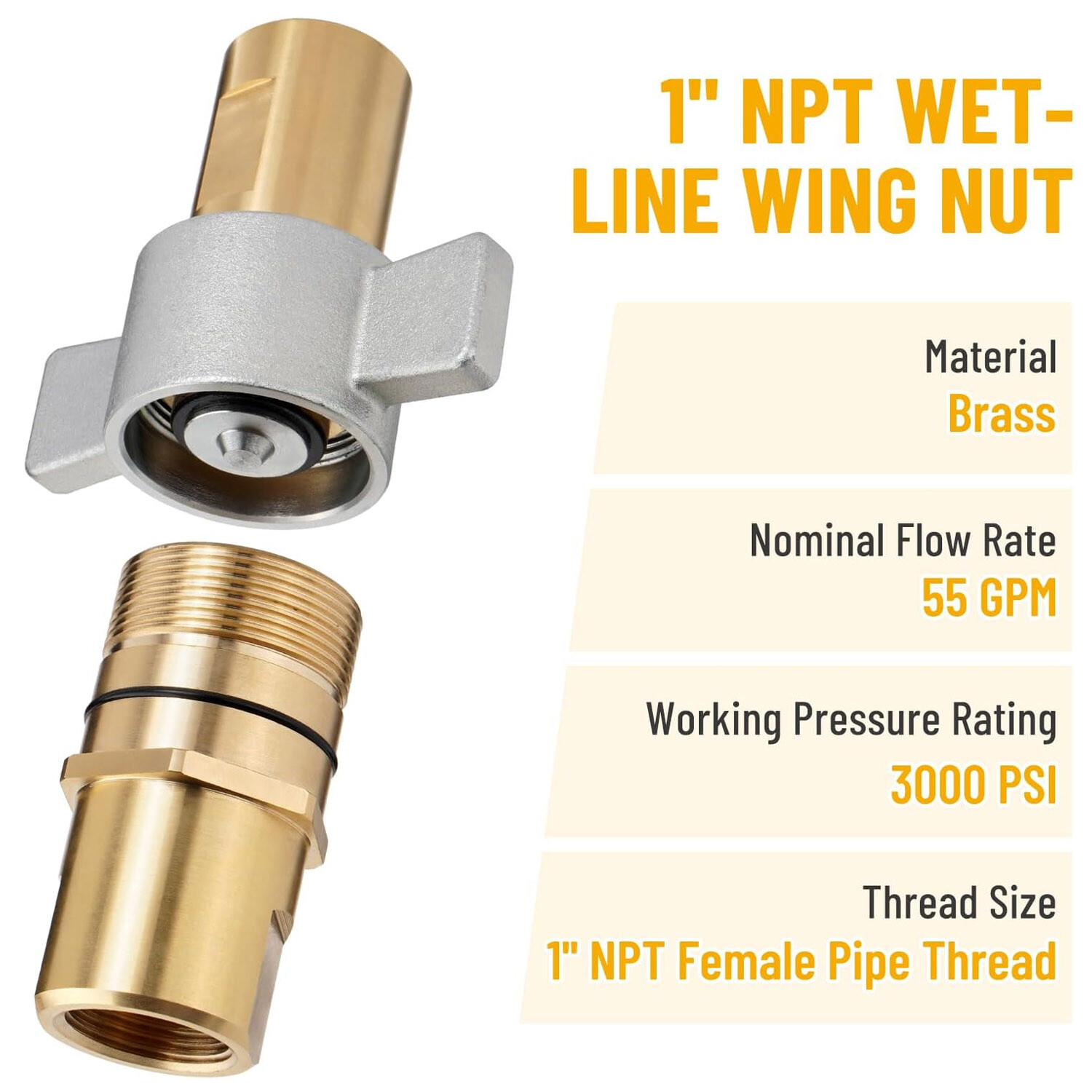 1" NPT Wet-Line Wing Nut Hydraulic Quick Disconnect Coupler / Coupling Set NEW