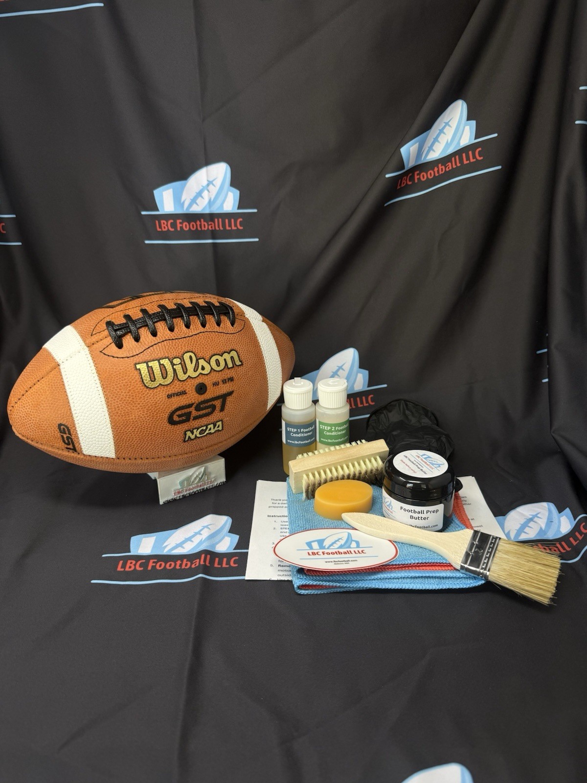 Brand New Wilson GST Full-Size Leather Football + LBC Football DIY Prep Kit