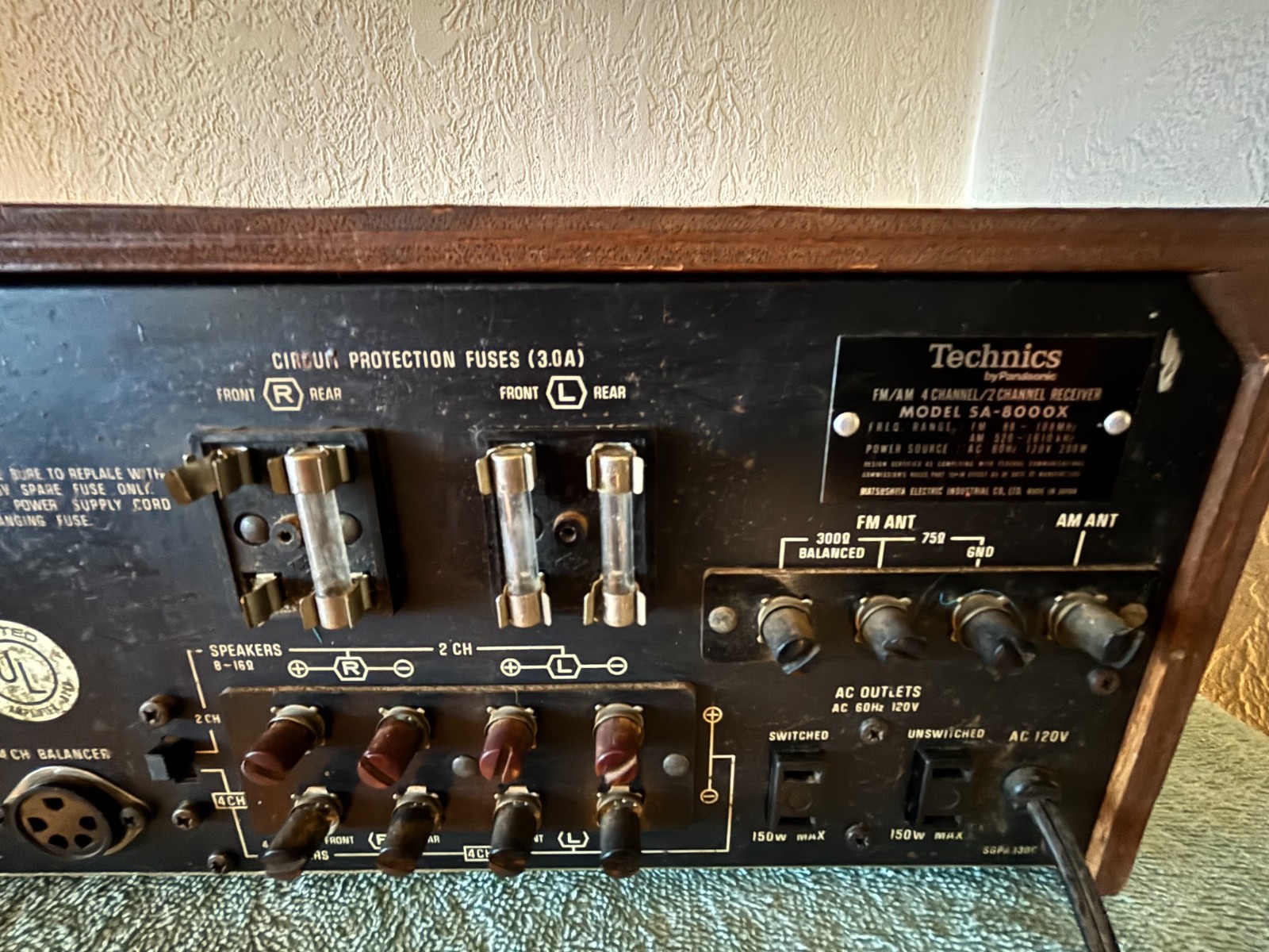 Vintage Technics SA-8000X Stereo 2/4 Channel Receiver-Powers On-Parts/Repair