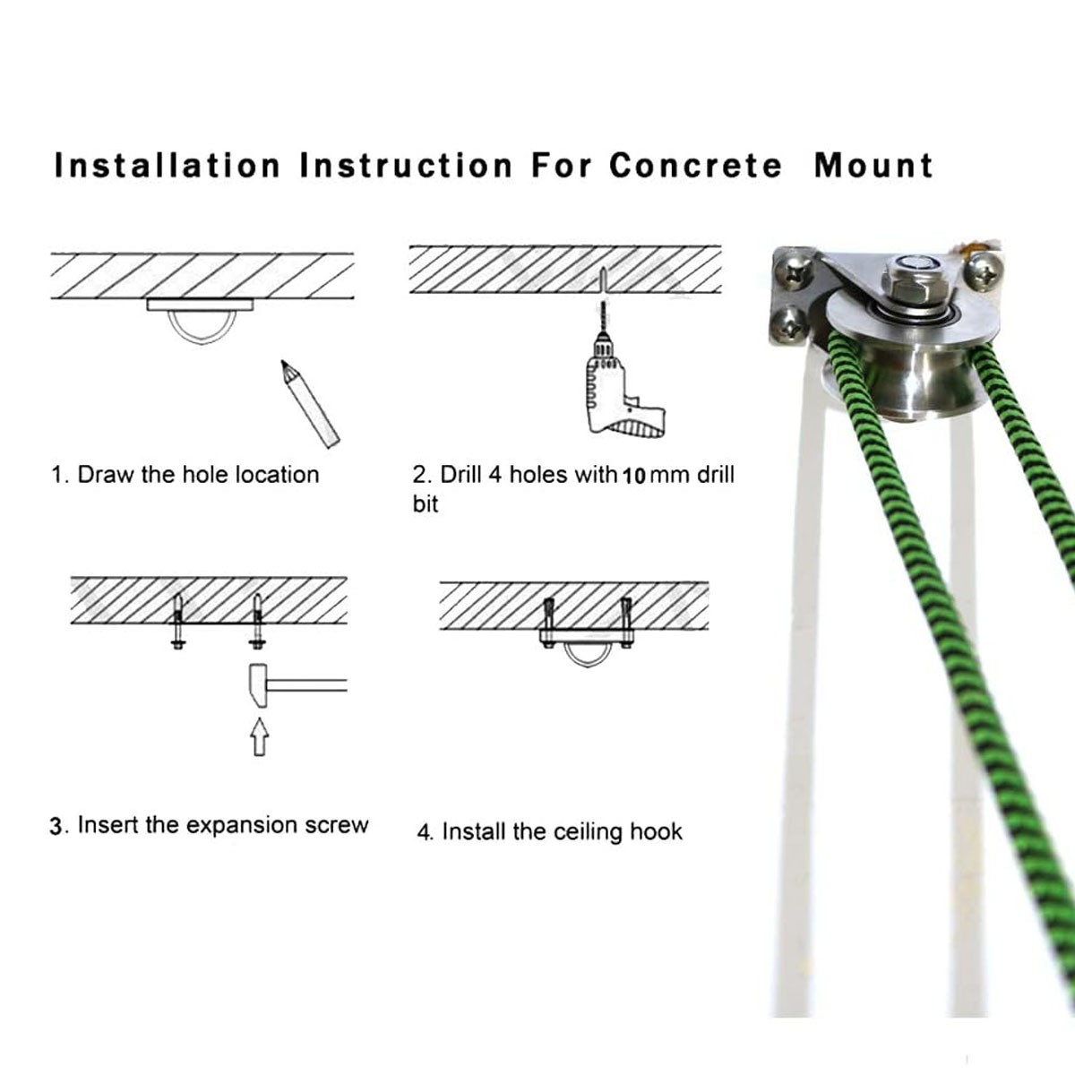 2.36'' 304 Stainless Steel V Groove Pulley Rope Cable Wire Pulley w/ Holes