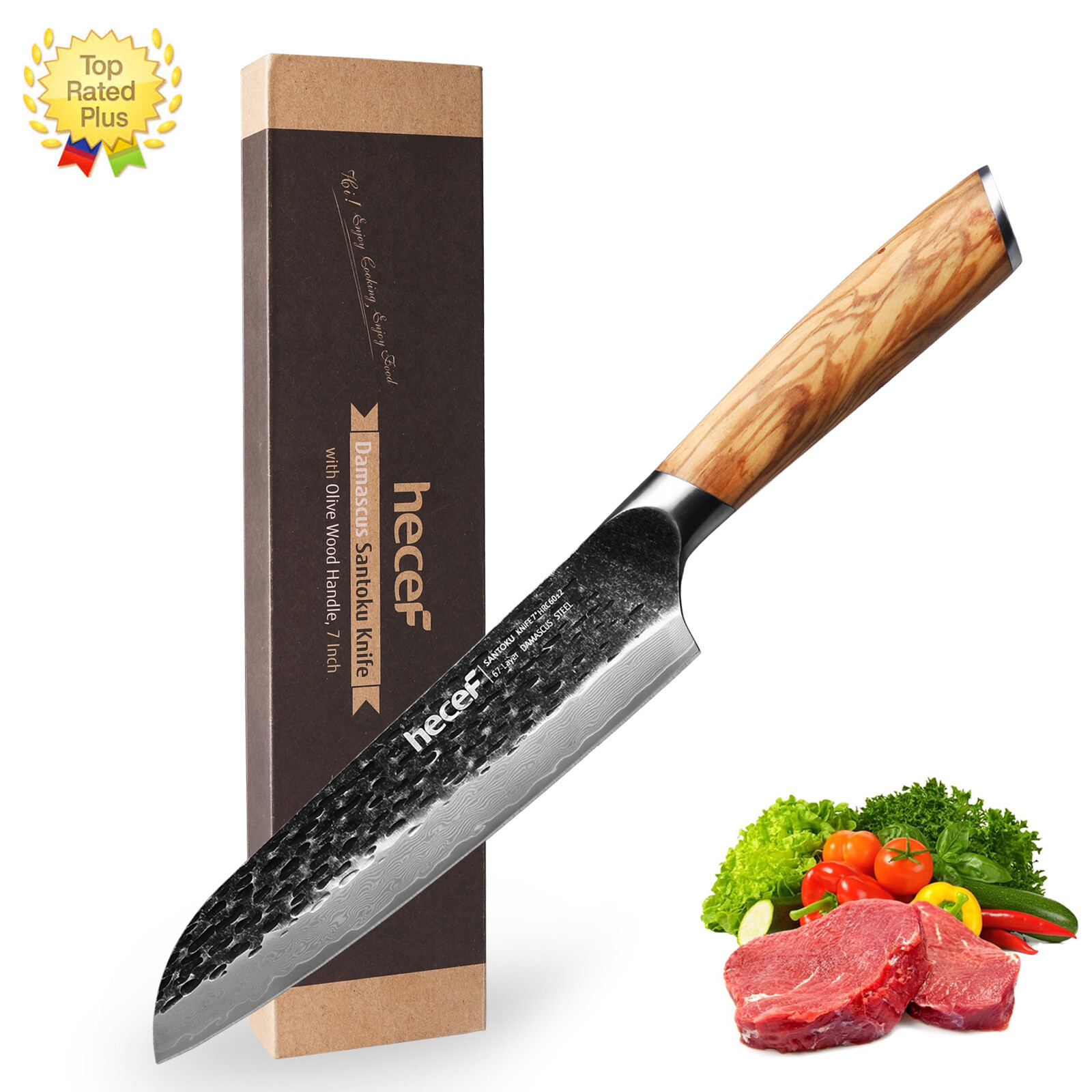 7in Santoku Knife Damascus Super Sharp Carbon Stainless Japanese Knife gift box