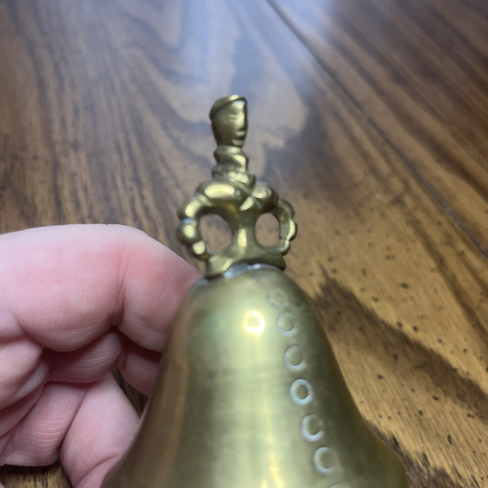 Vintage figure lady 3" fancy lady bell brass bronze