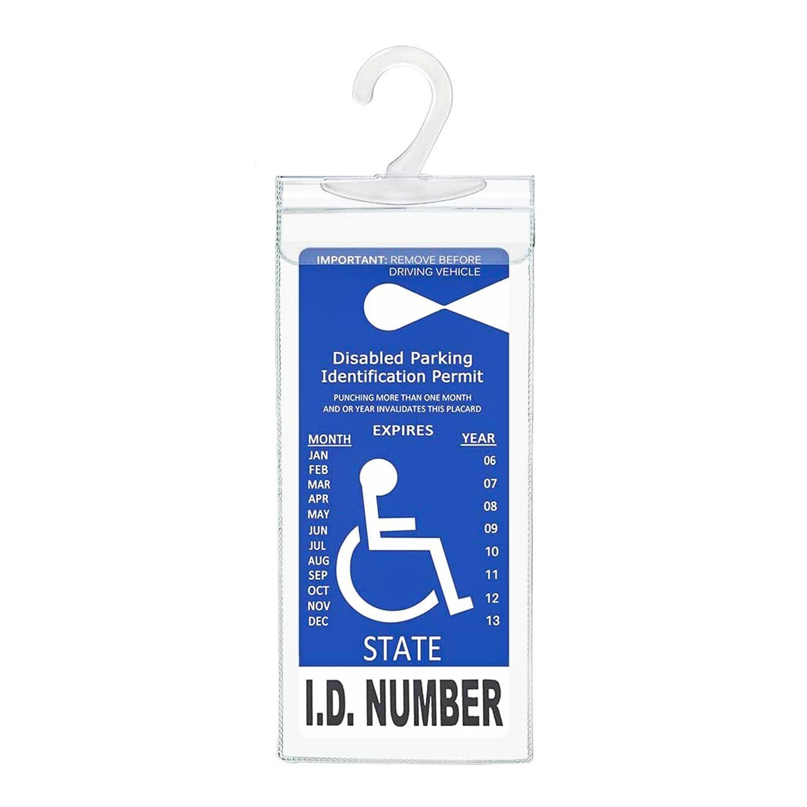 Handicap Placard Holder Disabled Parking Permit Protector Mirror Tag Sleeve Hang