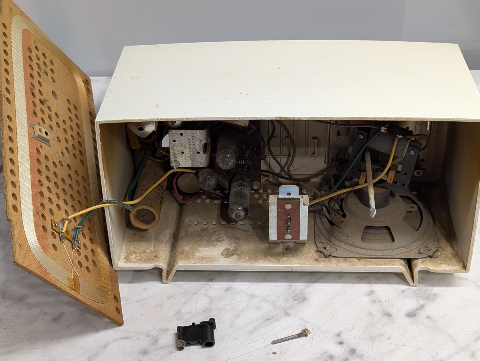 General Electric Model C-402A Tube Radio Clock AM GE Vintage MCM White