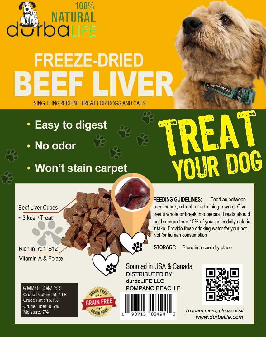 Freeze Dried Beef Liver Dog & Cat Treats Food Topper Single Ingredient (2-Pack)