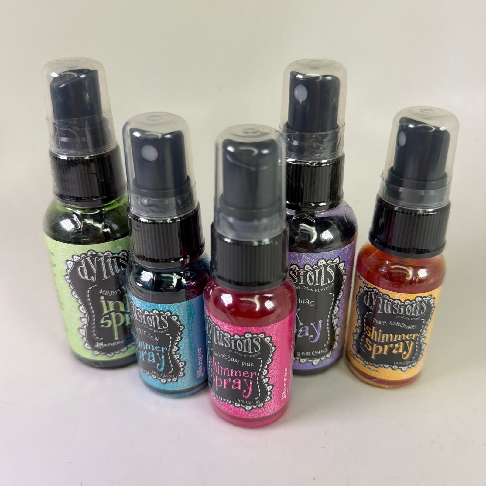 Lot of 5 Dylusions Ink & Shimmer Sprays - Mushy Peas Calypso Teal & More