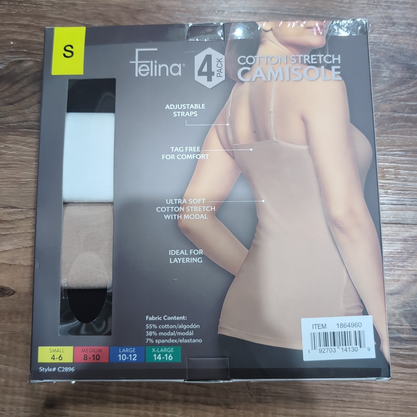 Felina Women's Camisole 4-pack Cotton Stretch Size S