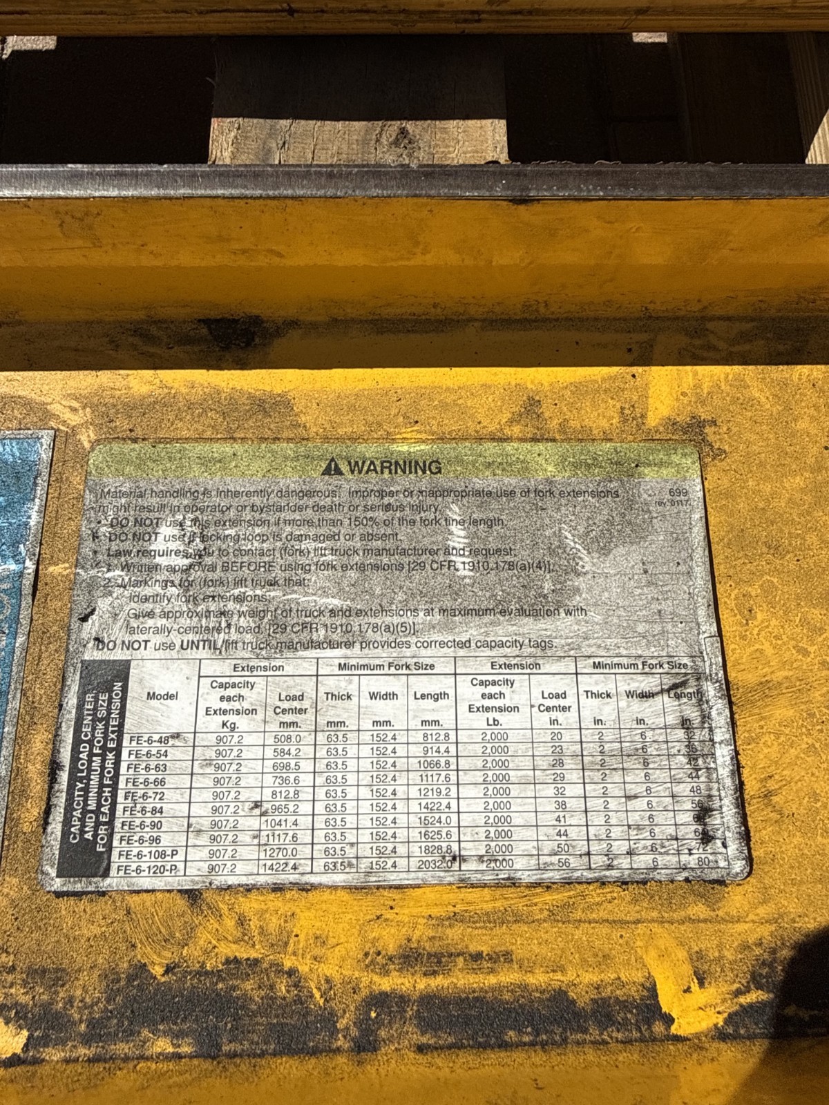 VESTIL FE-6-66 FORK EXTENSIONS YELLOW