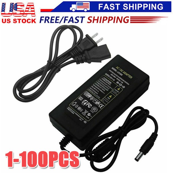 12V 5A 5 AMP 60W DC Power Supply Adapter Transformer LED Strip CCTV PC 5050 USA