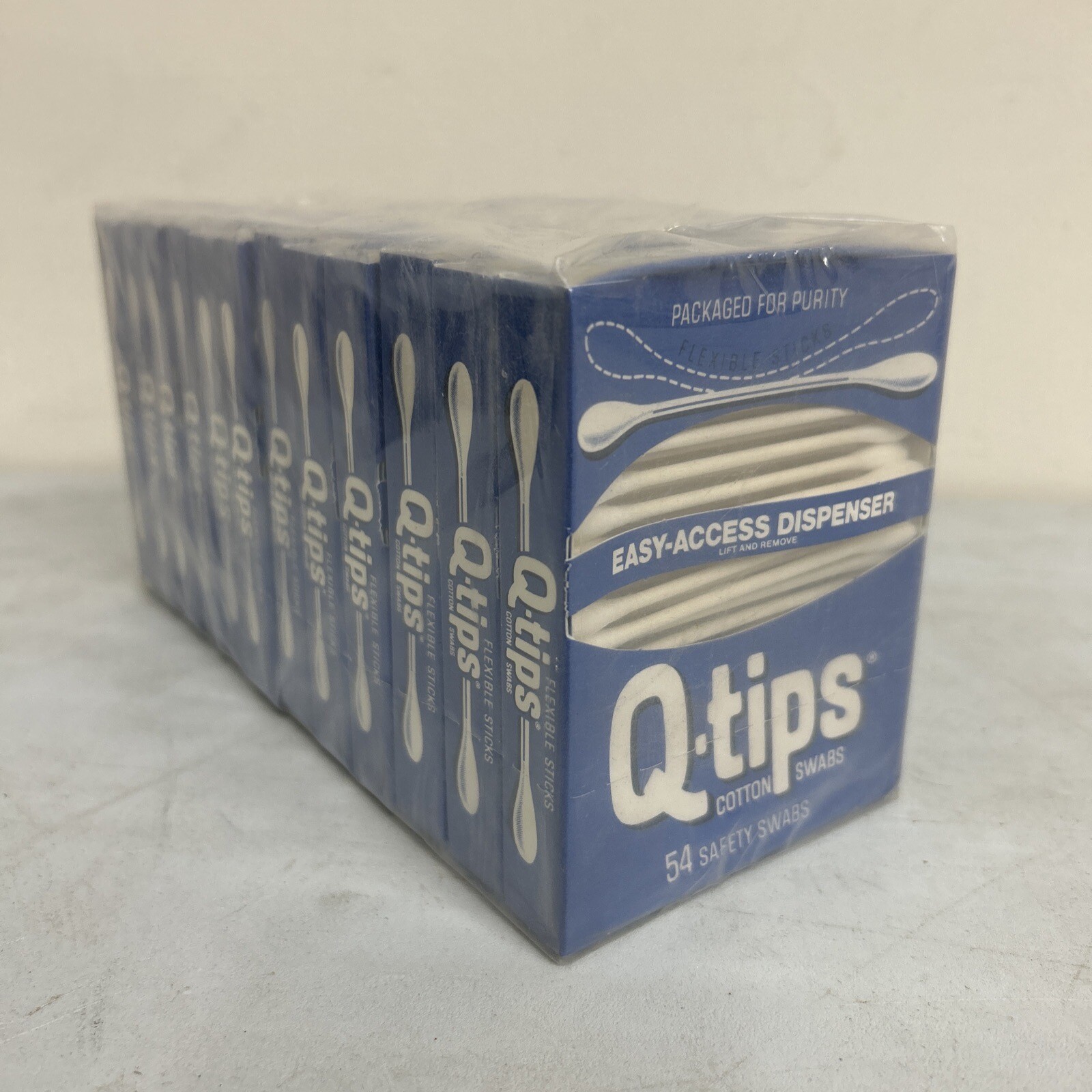 Vintage Box Q-tips NOS Sealed Pack Of 12 Boxes Of 54 Count Each Flexible Sticks