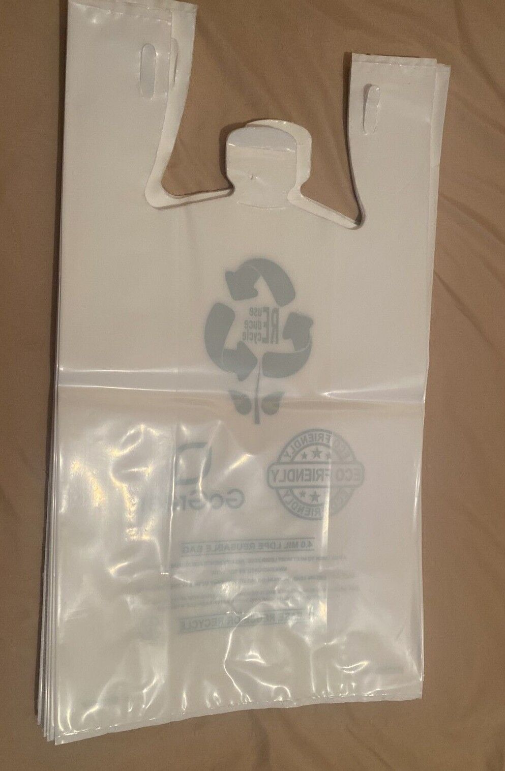 Extra Heavy Duty 1/6 21 x 6.5 x 11.5 4.0 mil T-Shirt Plastic Grocery Shopp Bags