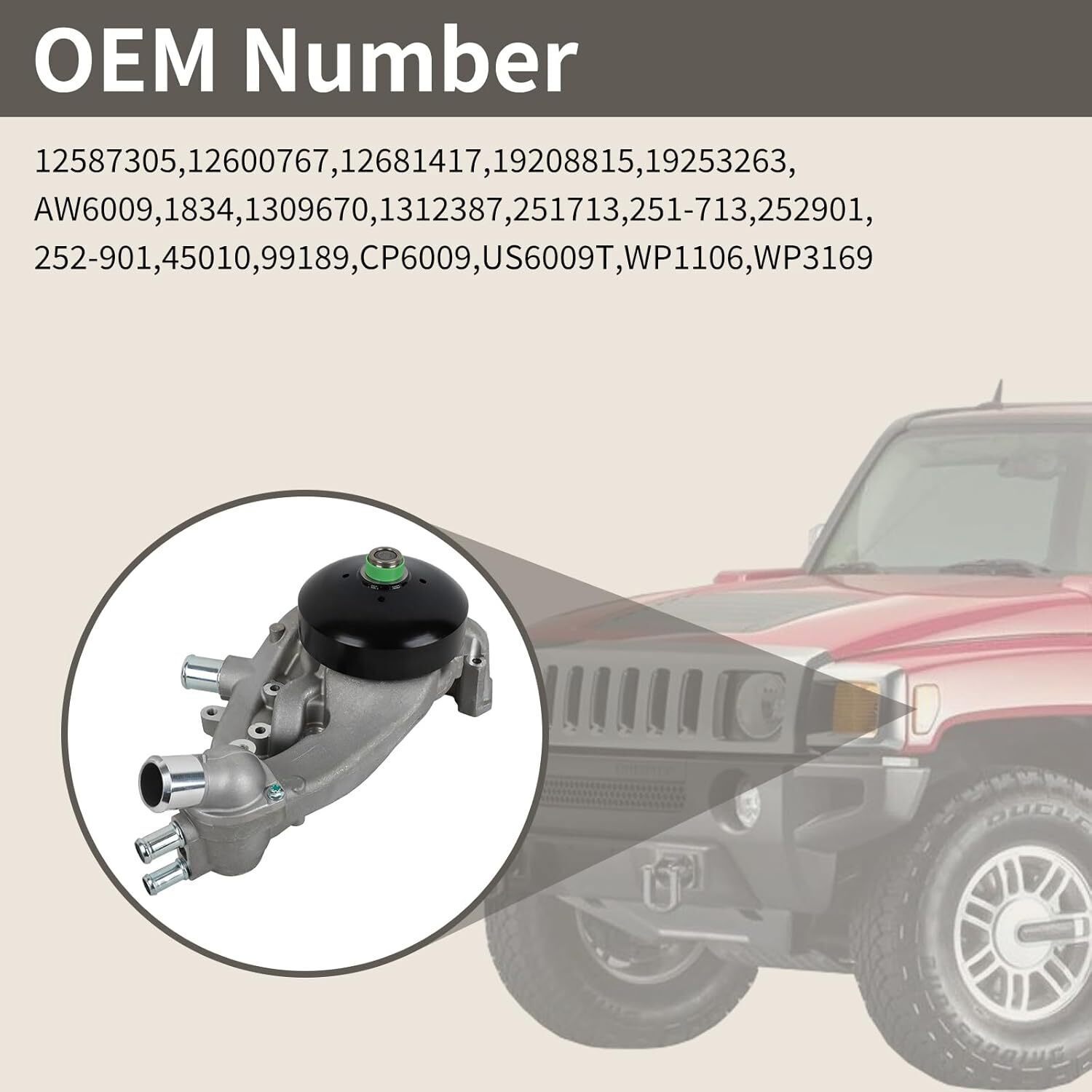 Water Pump w/ Thermostat for 2007-16 Chevrolet GMC Vortec 4.8L/5.3L/6.0L/6.2L