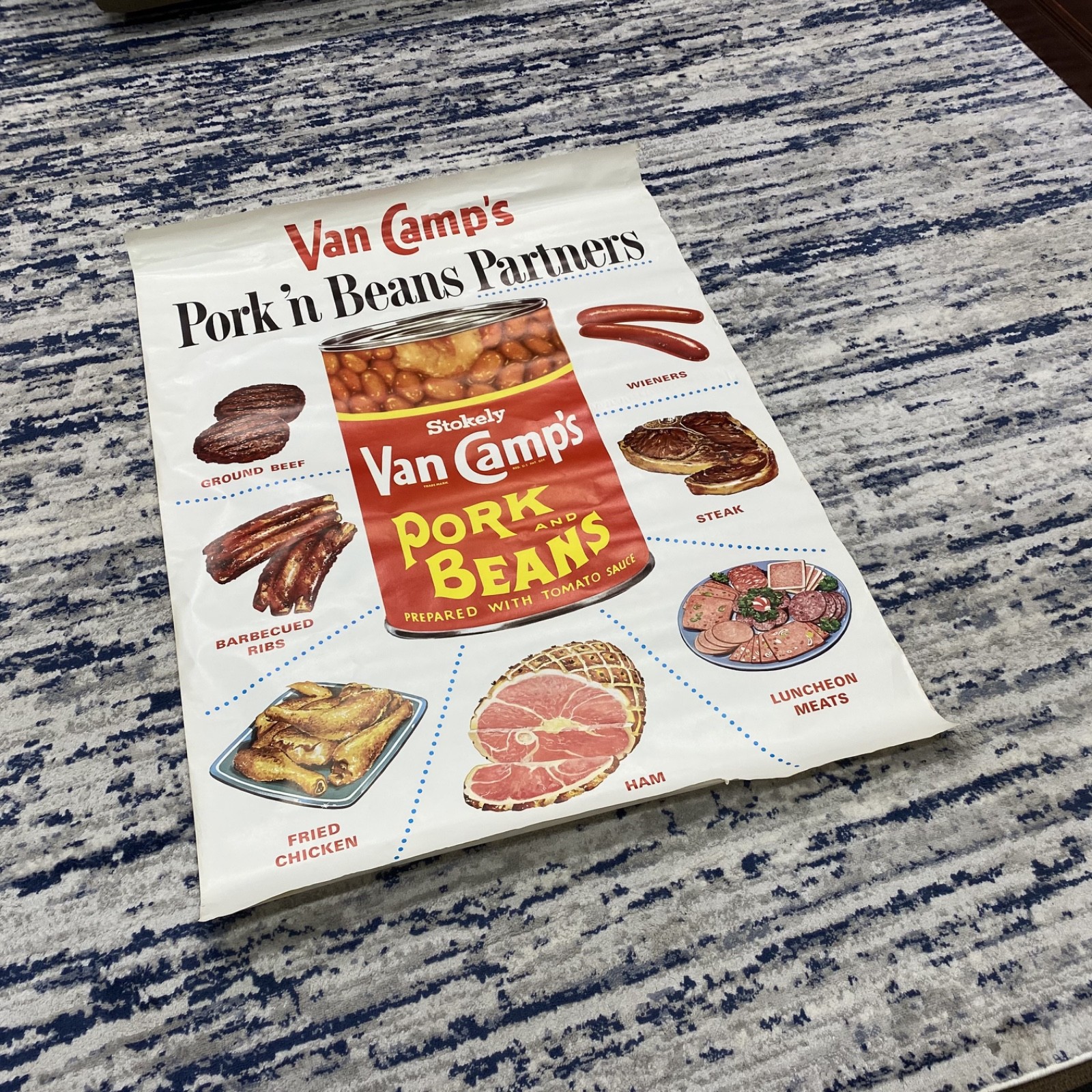 Vintage Grocery Store Advertising Display 58x42 Poster Van Camp's Pork and Beans