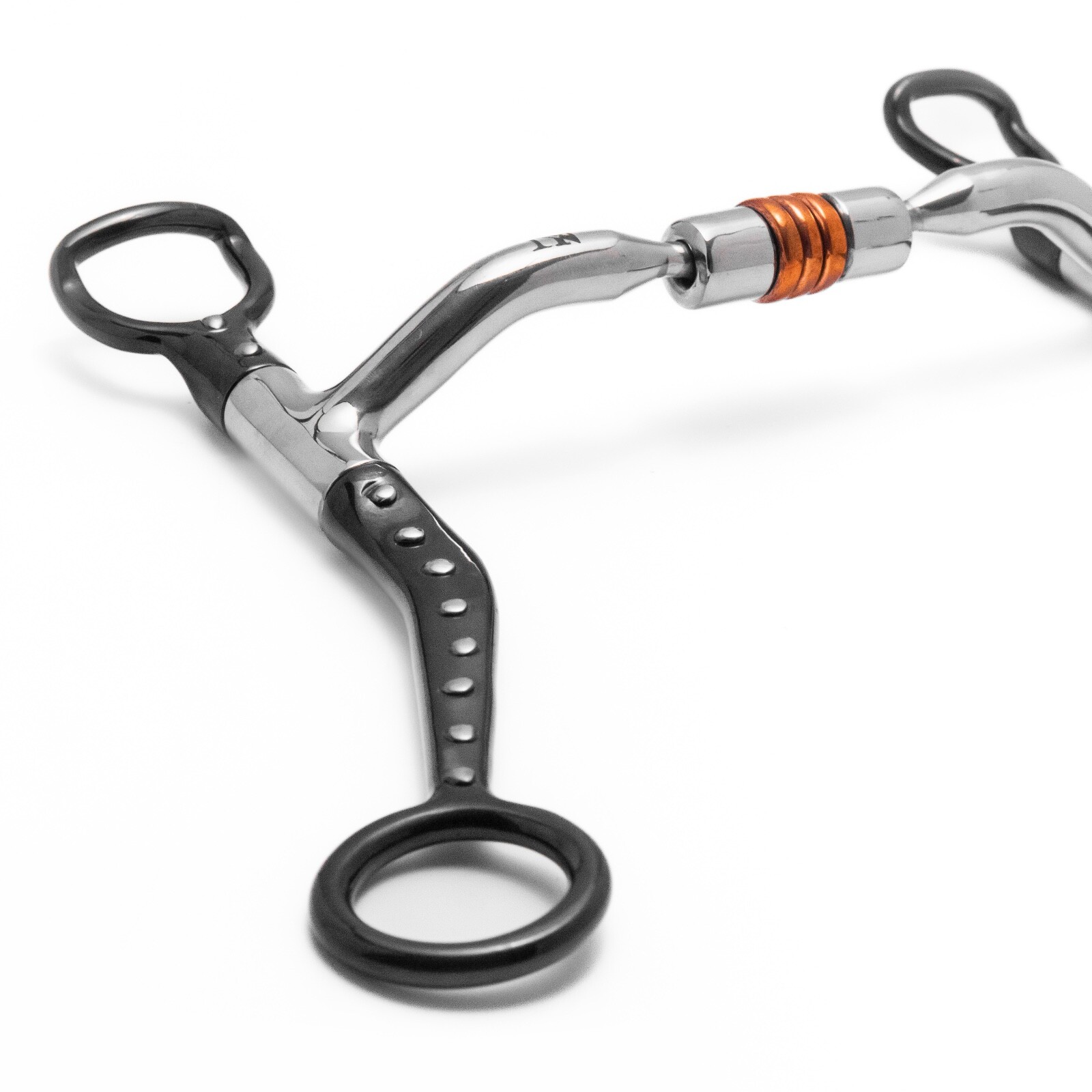 NY Tack 5" Western Silver Dotted Flat Shank Forward Copper Roller Horse Curb Bit