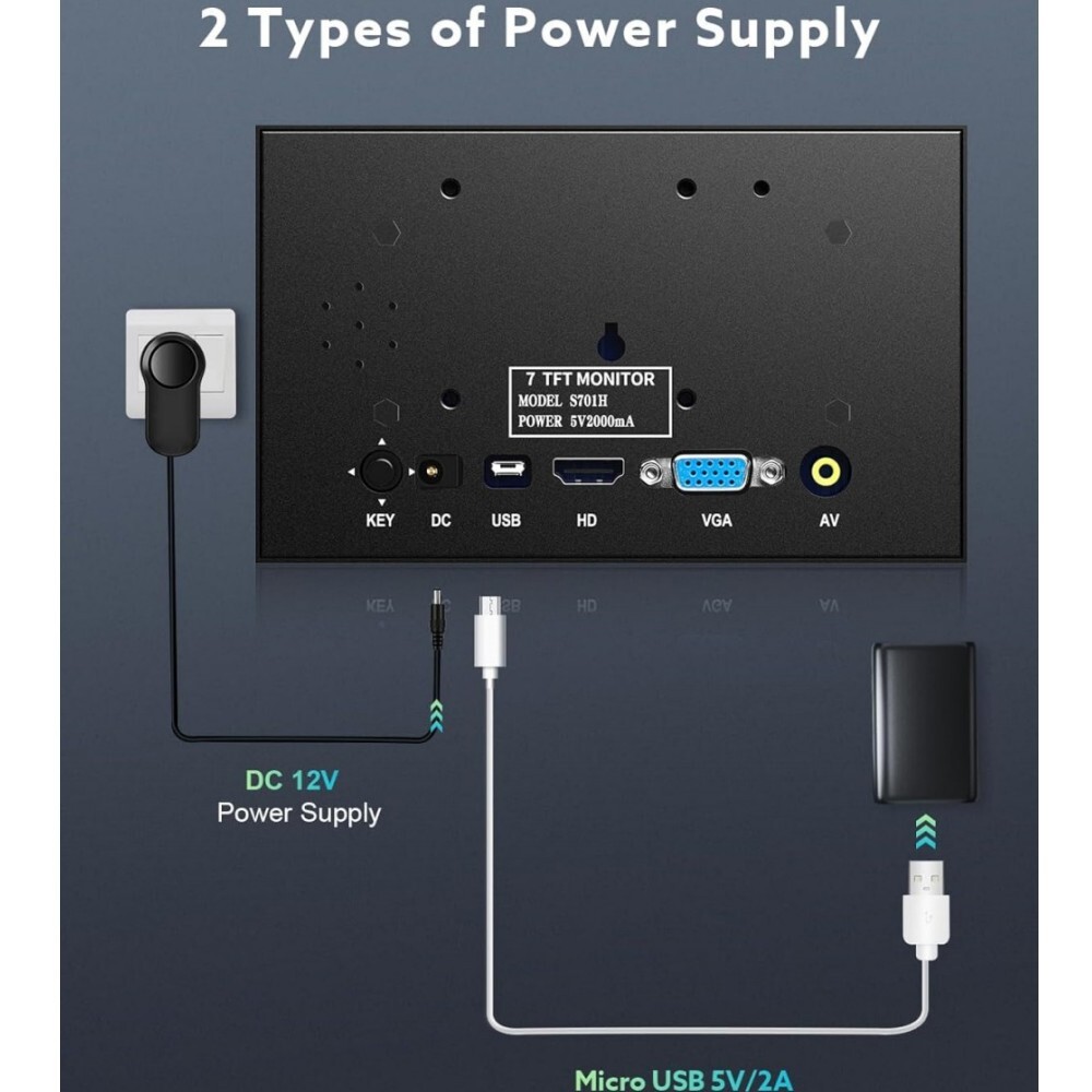 EYOYO 5" 7" 8" Mini Monitor LCD Screen Display USB/HDMI /VGA/AV Input Interface