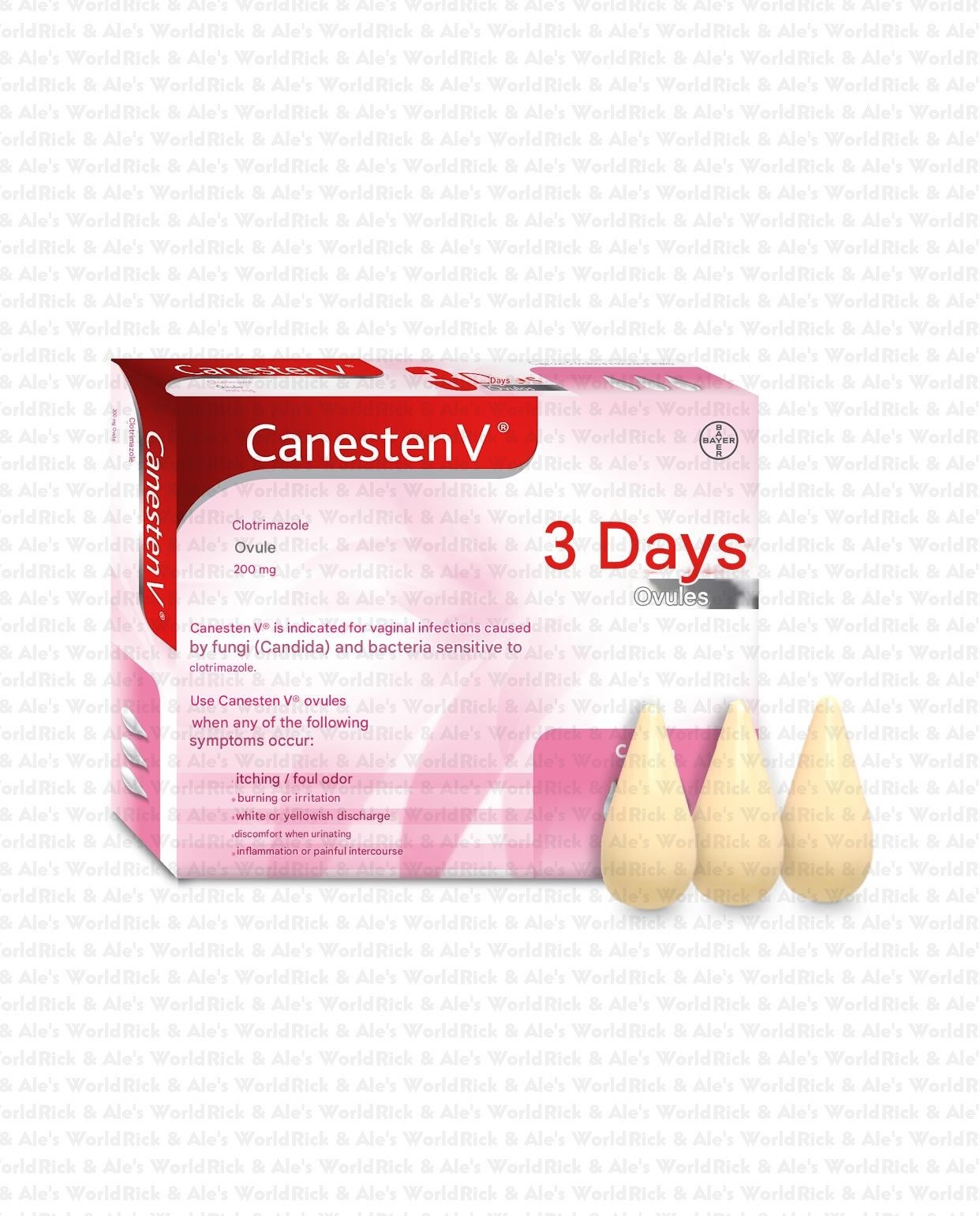 Canesten V 3 Ovulos Ovules Vaginal Infection Antifungal Treatment FREE SHIPPING!