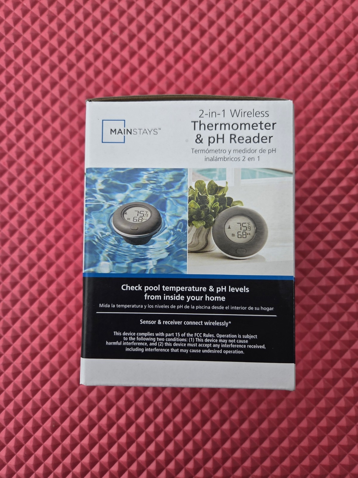 Mainstays 2-in-1 Multi-Function Wireless Pool Thermometer Ph Set with LCD