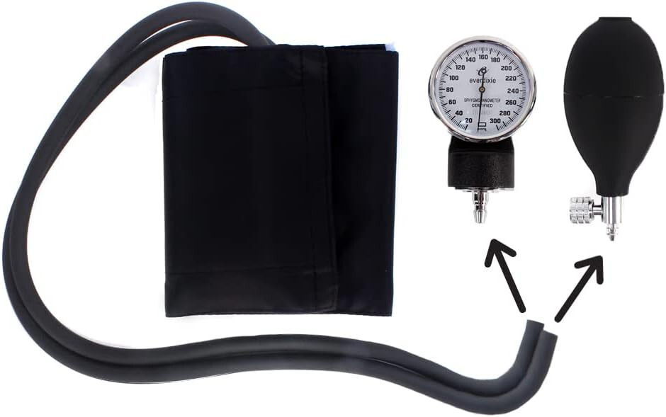 Dixie EMS Adult BP Cuff Dual Head Stethoscope and Blood Pressure Kit - Black
