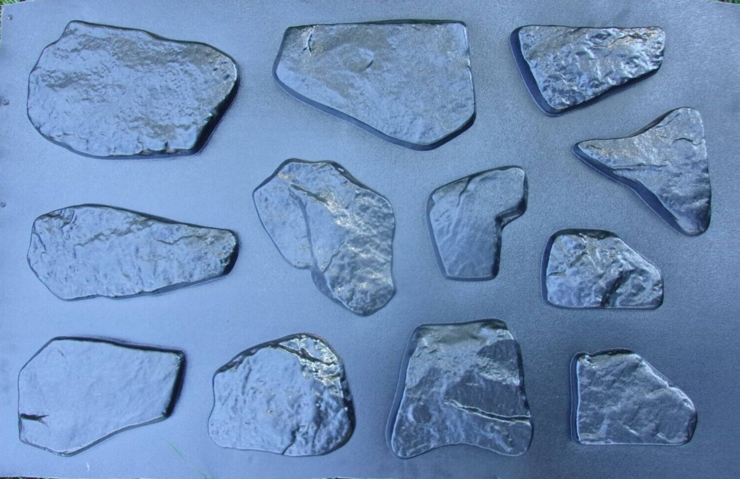 Rock facing molds wall stone veneer plastic concrete moulds 6"-13" set 12 asst.