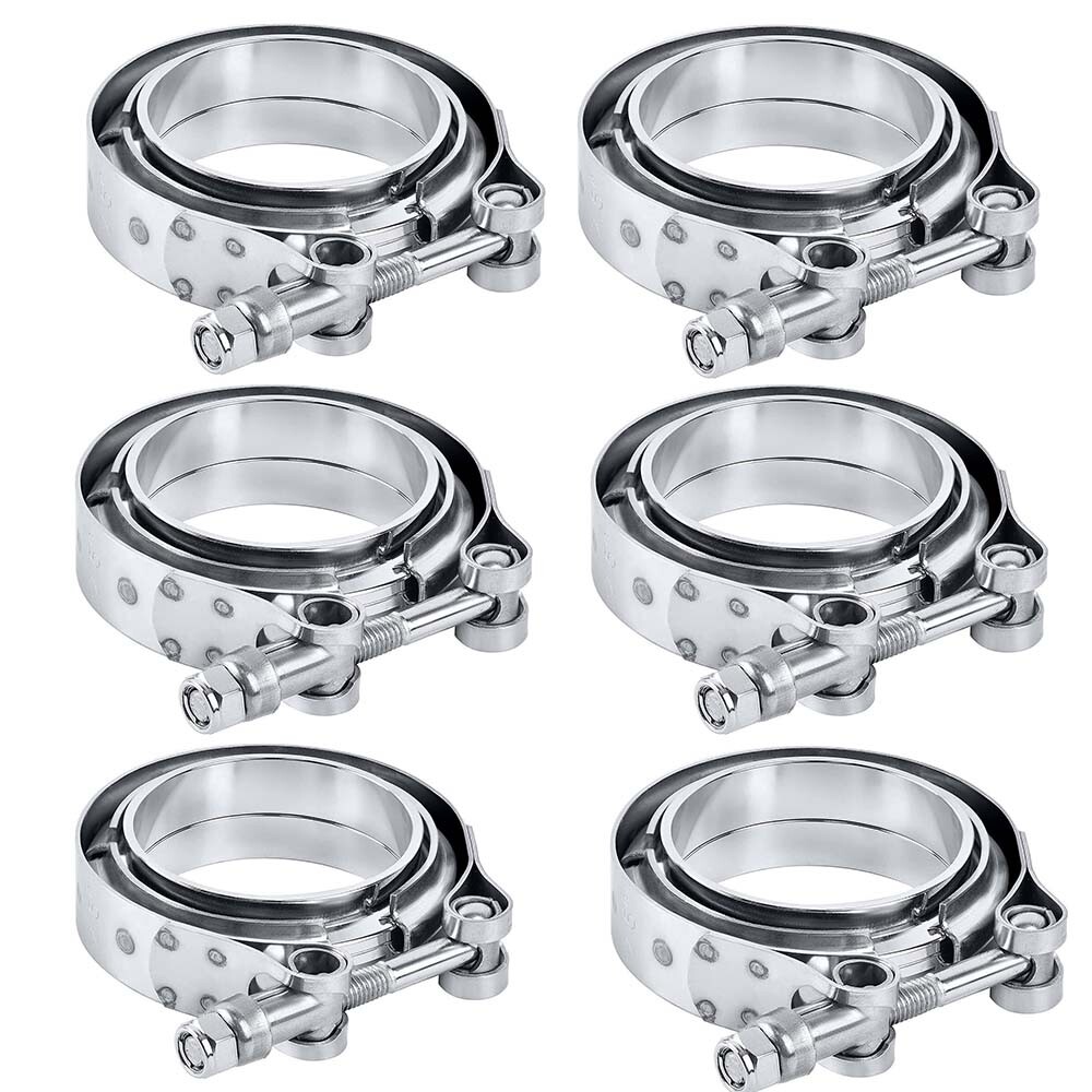 6Pcs 2.5inch V Band Clamp Stainless Steel SS 304 with Flange Male Female Flanges