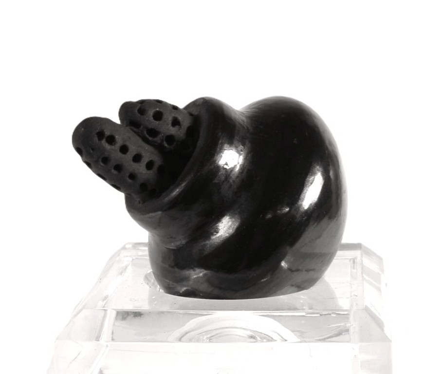 Santa Clara Pueblo Small Pot with Corn Black Pottery By Dorothy and Paul