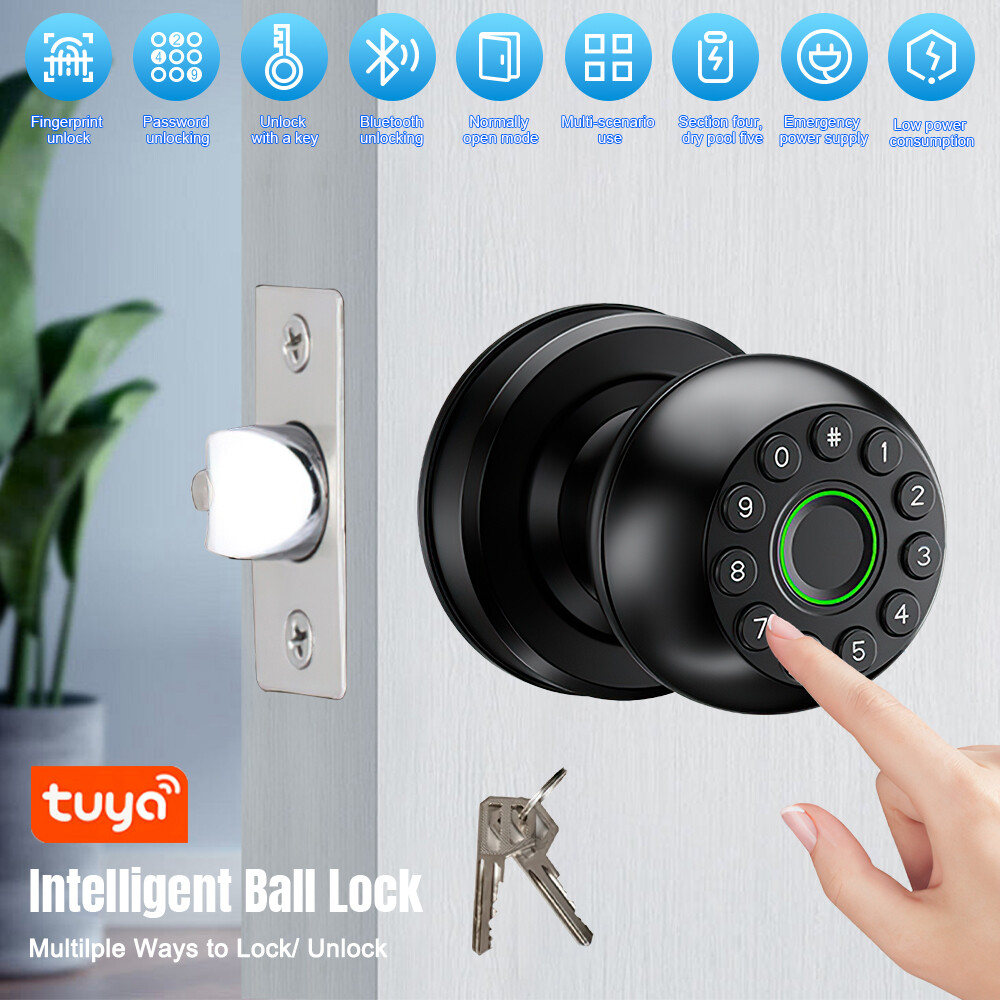 Smart Door Knob Fingerprint Door Lock APP Control Biometric Key Keyless Entry US