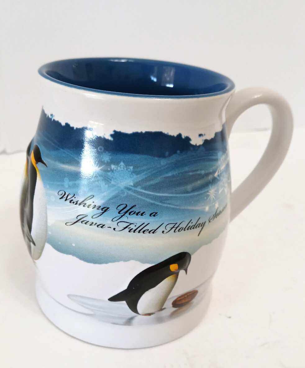 Penquins Boca Java Red Sleigh 3D Coffee Mugs Wishing You A Java Filled Holliday