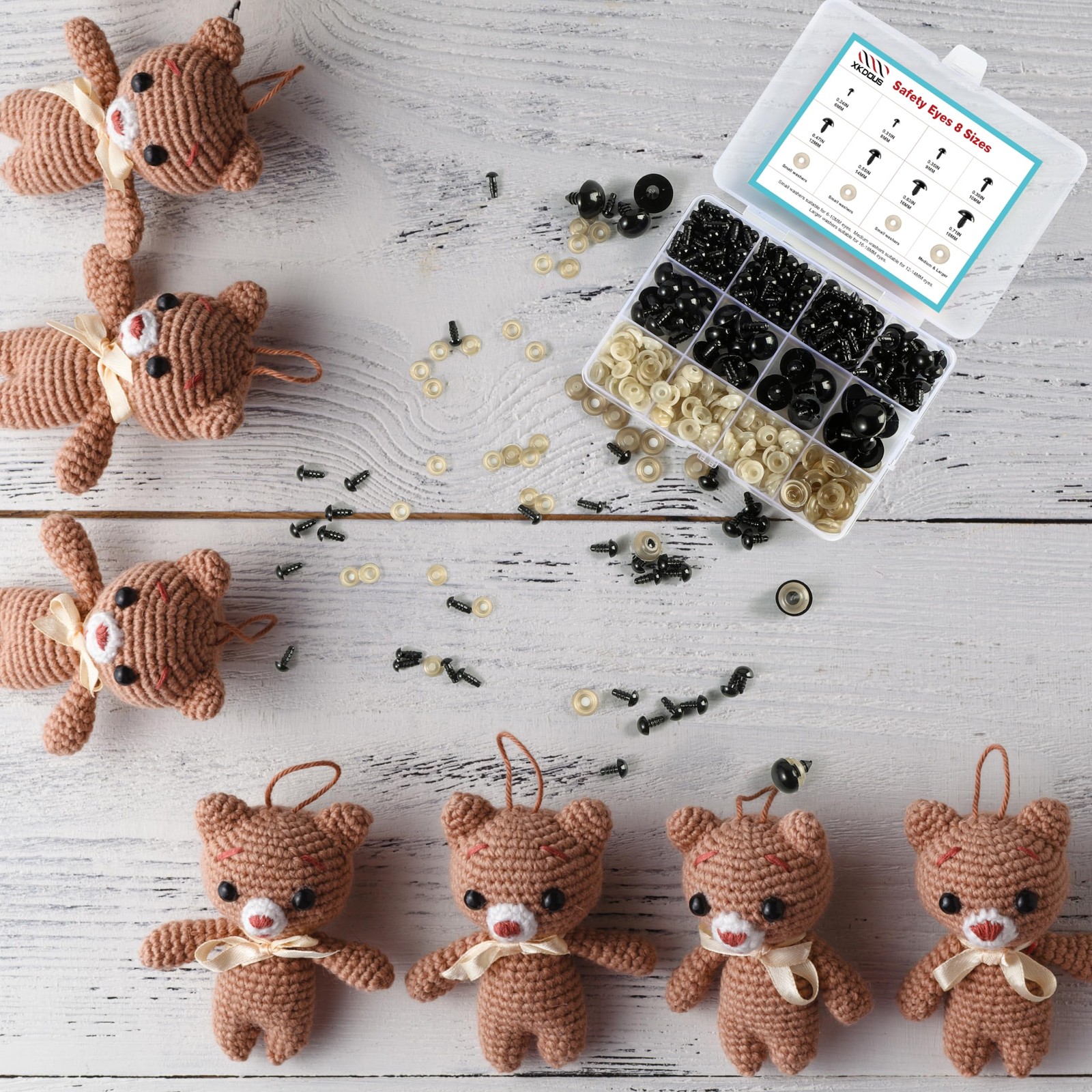 6-18 mm, 8 Sizes Safety Eyes for Crocheting, Crochet Eyes for amigurumi, Stuf...