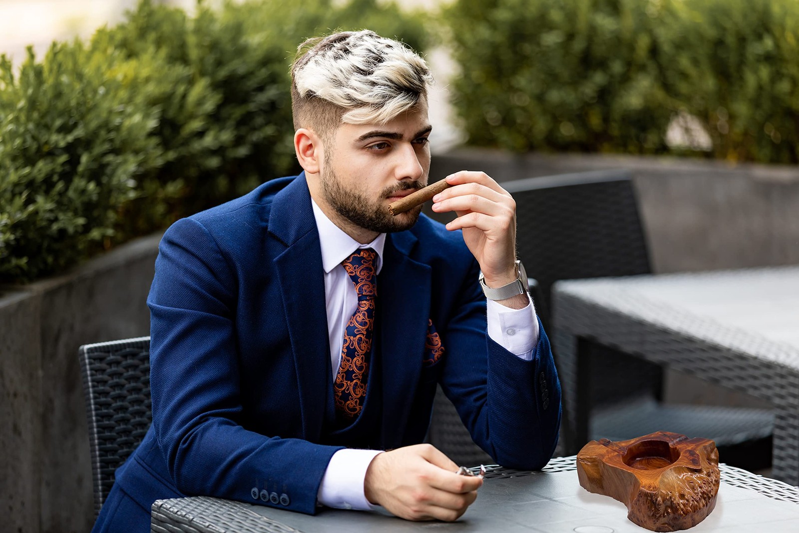 Wooden Cigar Ashtray Outdoor Indoor Cigar Ashtray and Great Gifts for Cigar Love