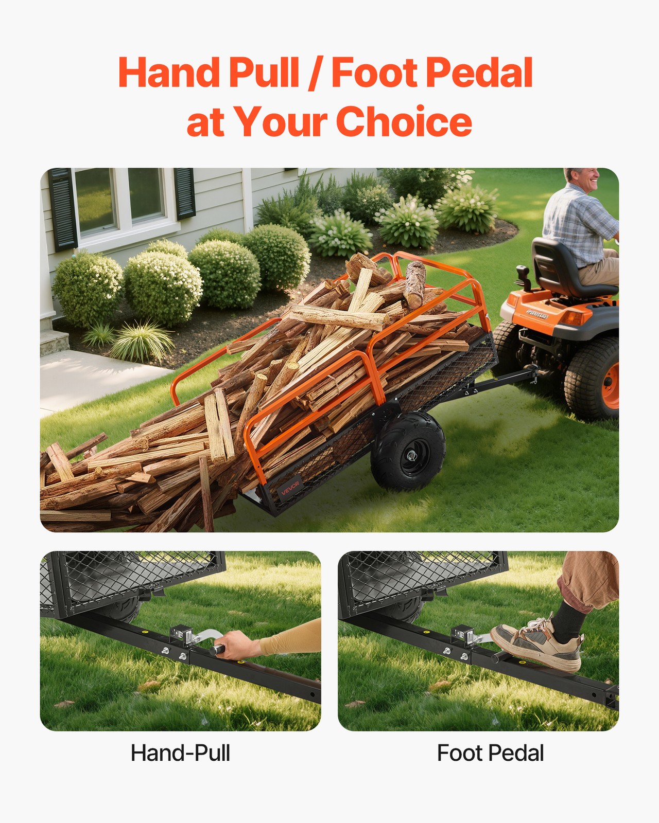 VEVOR Dump Trailer 1600 lbs 22 Cu. Ft Tow Behind Steel Garden Yard Trailer Cart