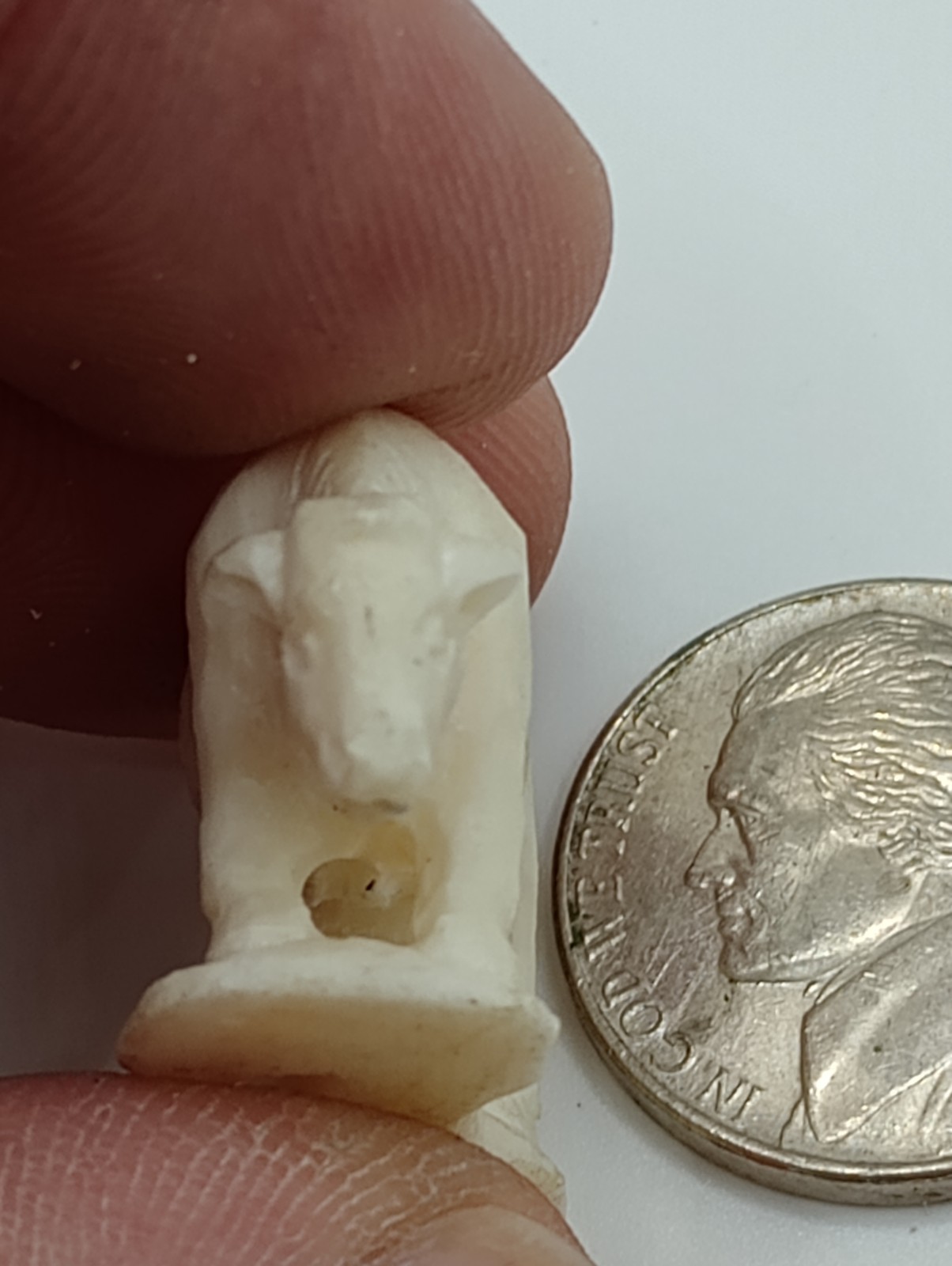 Bovine Bone Hand Carved Cow Figurine Made In USA Collector Item Farm Animal Gift