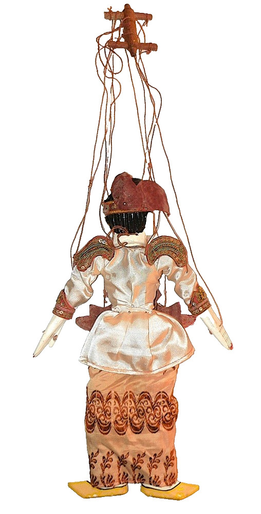 Vintage Burmese Asian Wood String Puppet 16"
