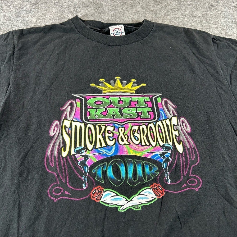 Vintage Outkast Shirt Mens Medium Black Y2K 2002 Smoke & Groove Tour Hip Hop Rap