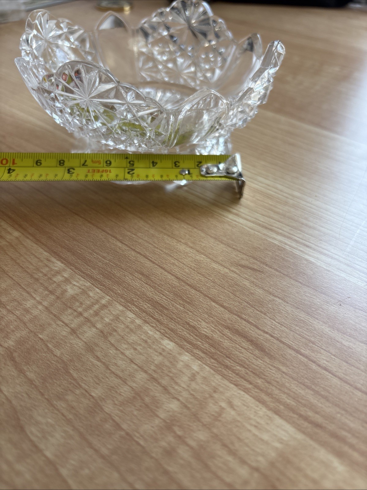 small glass crystal footed candy bowl