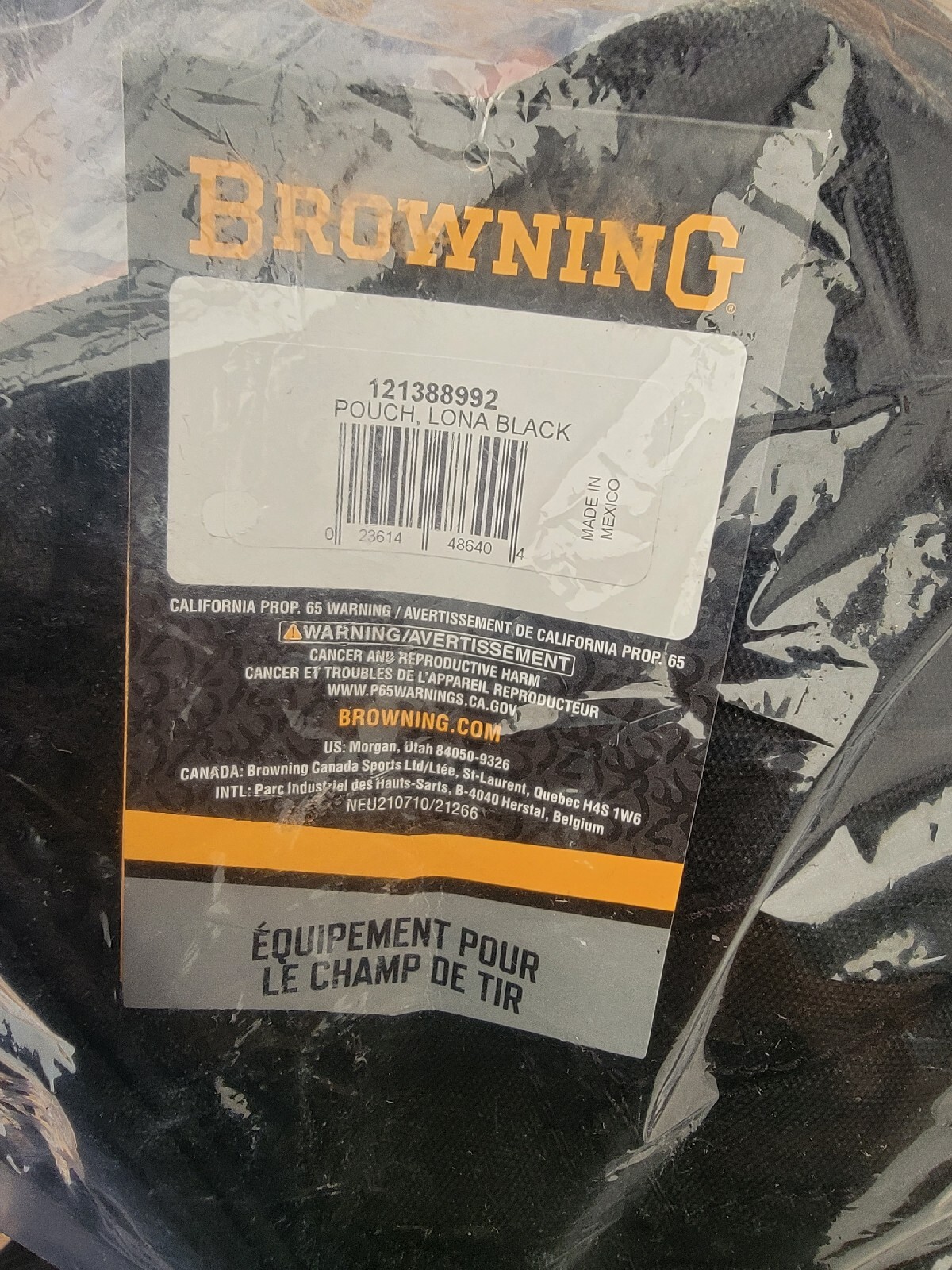 Browning Lona Shell Pouch Black Canvas Body w/Tan Leather Model# 121388992