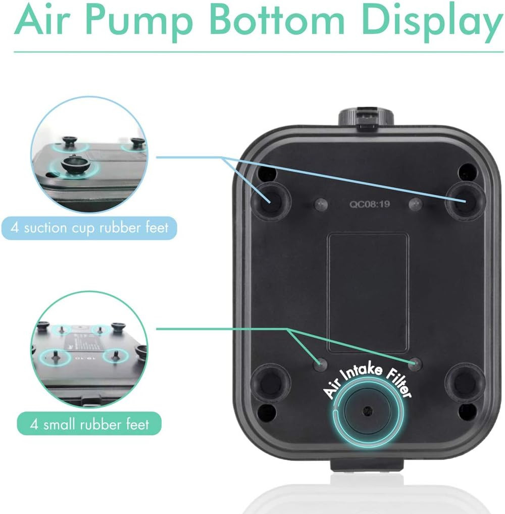 hygger Quietest Aquarium Air Pump, Adjustable Oxygen Pump 2 Air Outlets Ultra Si