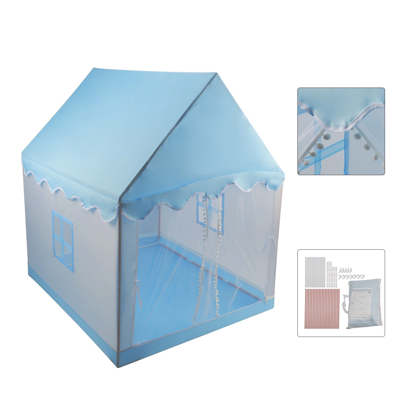 Kids Indoor Play Tent for Boys & Girls Assembly Tent with Metal Frame